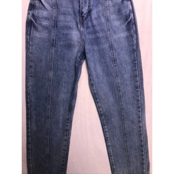 Nasty Gal High Waisted Straight Leg Jeans Blue Front Seam Raw Hem Size 2 25W - Picture 4 of 13
